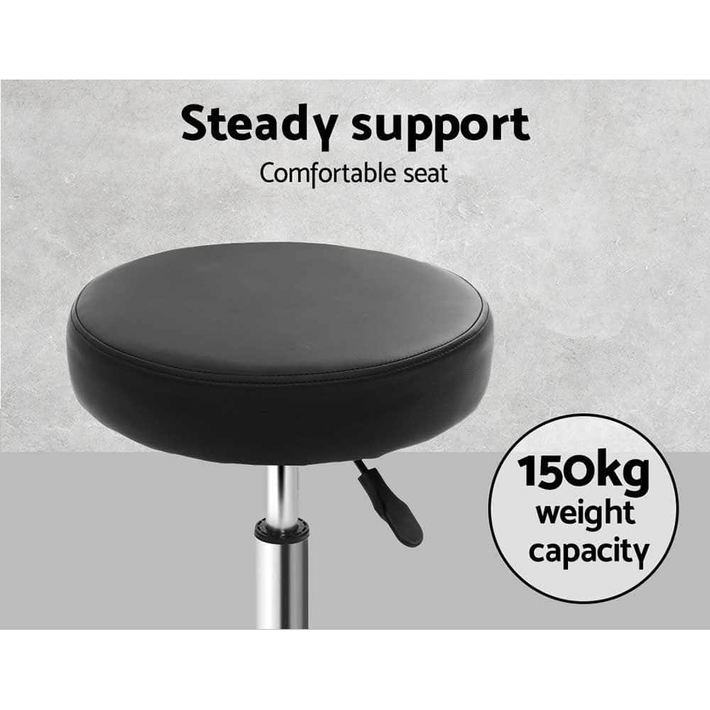 Round Salon Stool Black Pu Swivel Barber Hair Dress Chair Hydraulic Lift