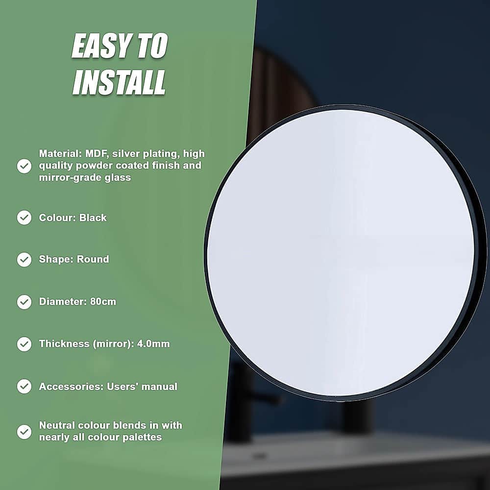 Round Wall Mirror Bathroom Makeup Mirror-80cm/90cm