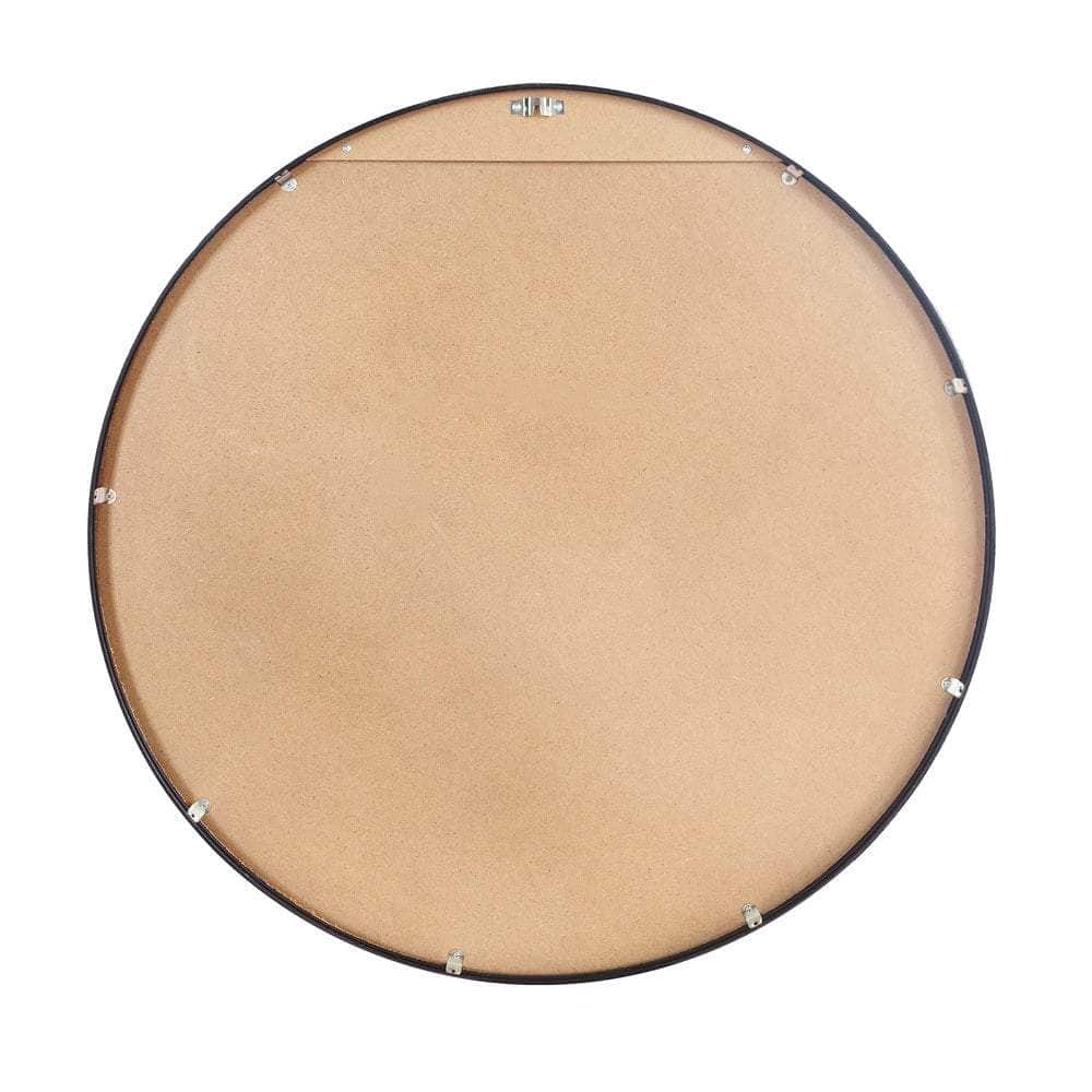 Round Wall Mirror Black & Gold Frame 80cm Modern Bathroom Bedroom Decor