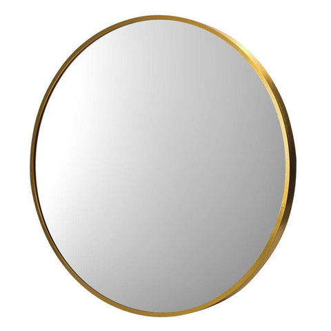 Round Wall Mirror Black & Gold Frame 80cm Modern Bathroom Bedroom Decor