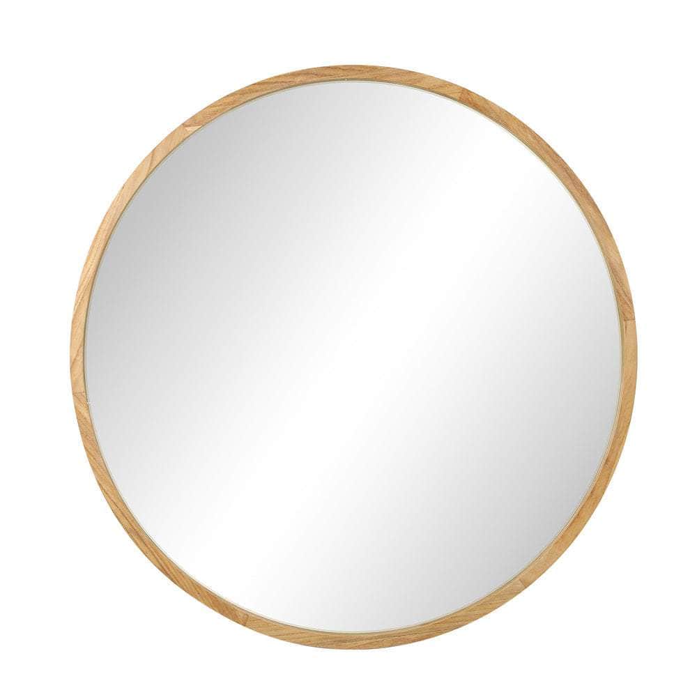 Round Wall Mounted Mirror with Wood Frame