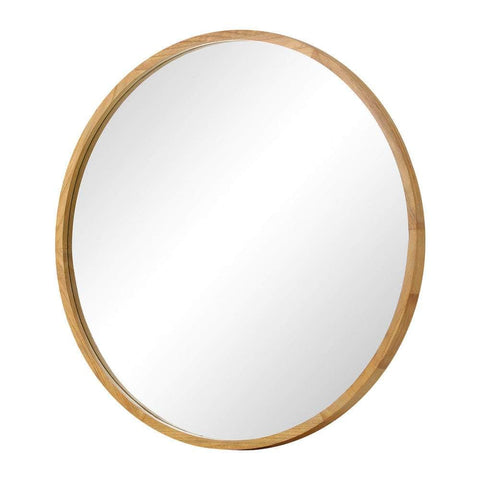Round Wall Mounted Mirror with Wood Frame