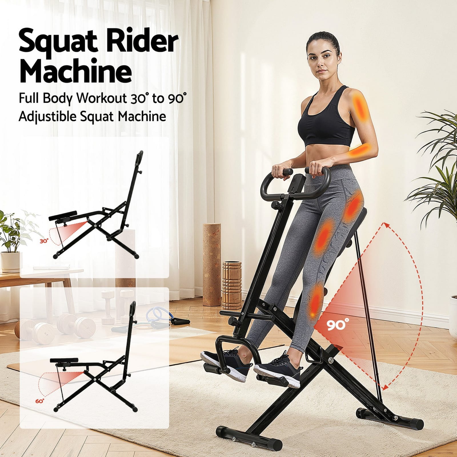 Foldable Squat Rowing Machine Home Gym 5-Position Adjustable Seat - photo 2