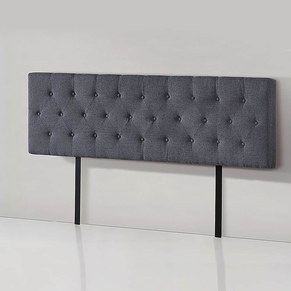 Royal Linen Fabric King Bed Deluxe Headboard - Grey