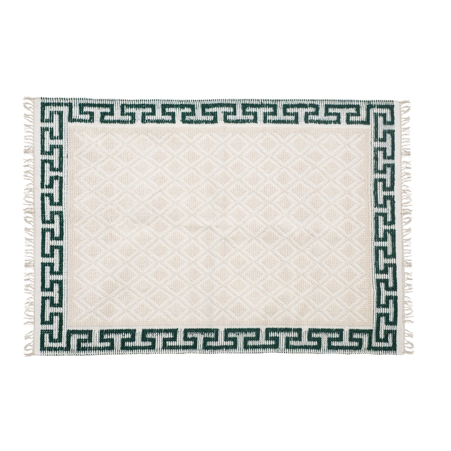 Wool Rug Cream Greek Design 170x117cm