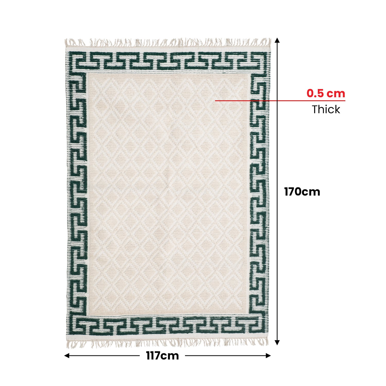 Wool Rug Cream Greek Design 170x117cm