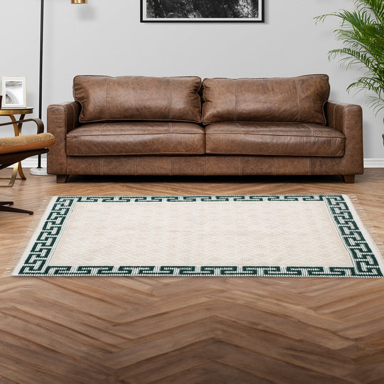 Wool Rug Cream Greek Design 170x117cm
