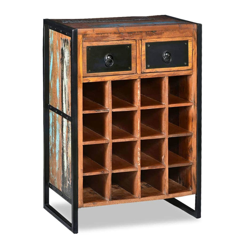 Rustic 16-Bottle Wine Rack Solid Reclaimed Wood Bar or Kitchen Use