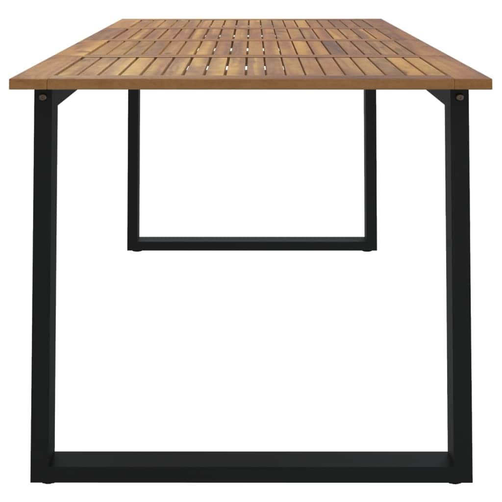 Rustic Charm: Solid Acacia Wood Garden Table with U-Shaped Legs