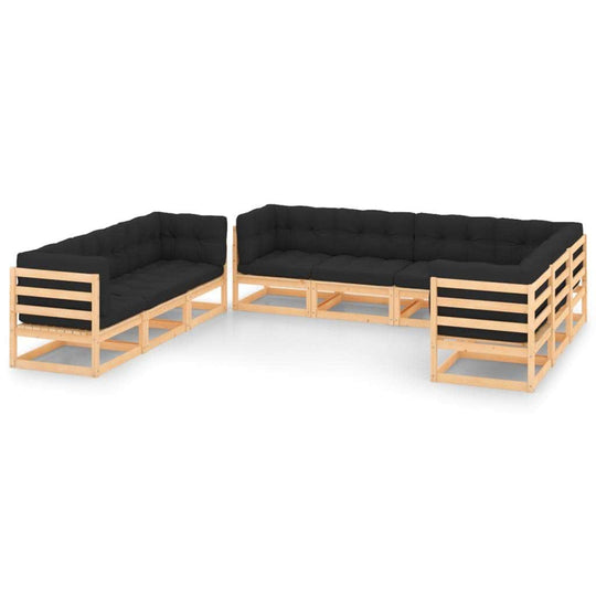 Rustic Comfort Retreat: 9-Piece Pinewood Garden Lounge Set