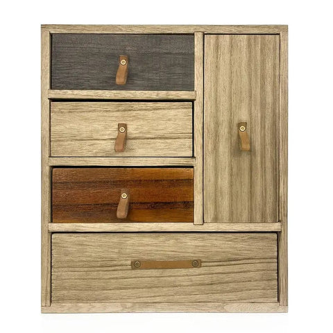 Rustic Farmhouse Jewelry Box with 4 Drawers and Collection Cabinet for Women