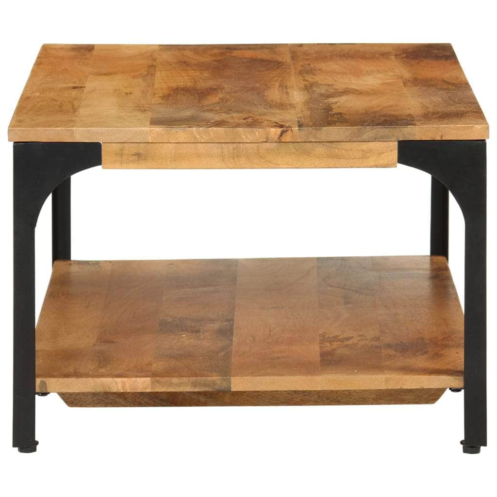 Rustic Fusion: 2-Layer Mango Wood and Steel Coffee Table