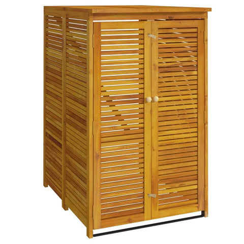 Rustic Wood Enclosure for Individual Trash Bin: Acacia Garbage Shed