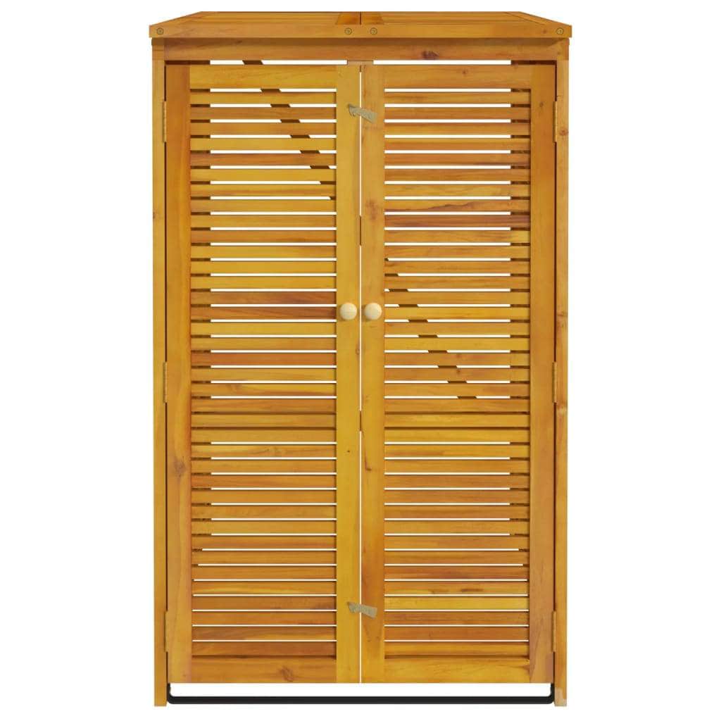 Rustic Wood Enclosure for Individual Trash Bin: Acacia Garbage Shed