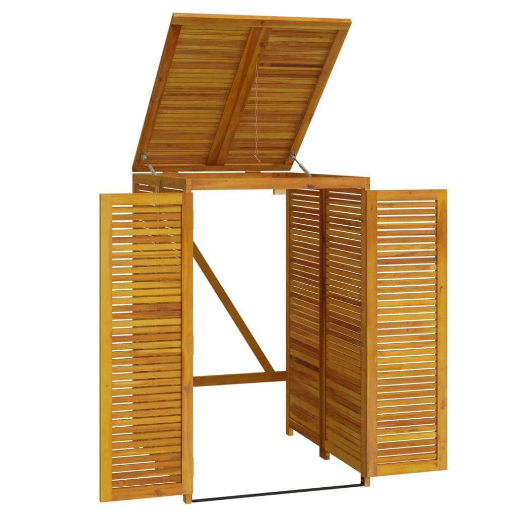 Rustic Wood Enclosure for Individual Trash Bin: Acacia Garbage Shed