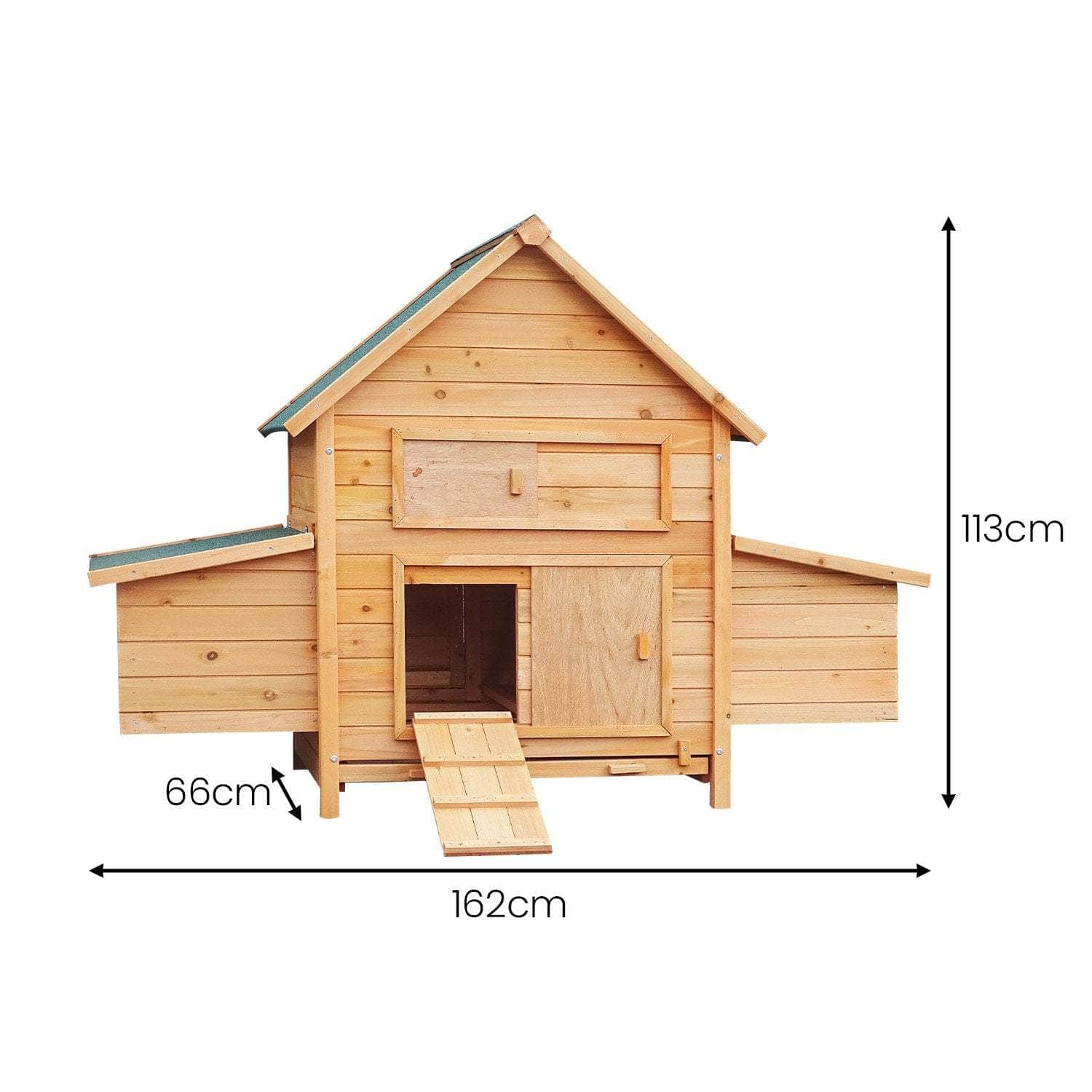 Rustic Wooden Chicken Coop & Rabbit Hutch with Nesting Boxes and Ramp