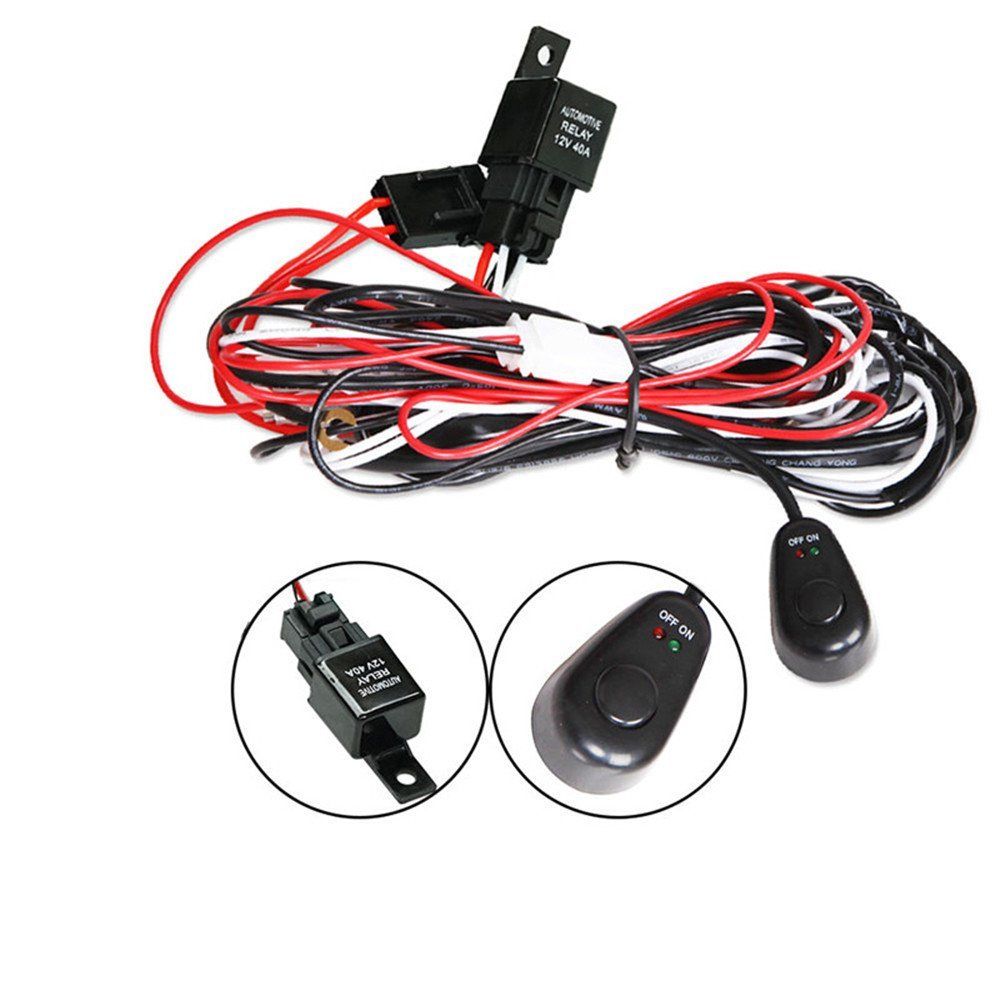 2Way Led Driving Light Wiring Loom Harness 12V 24V 40A Relay Switch