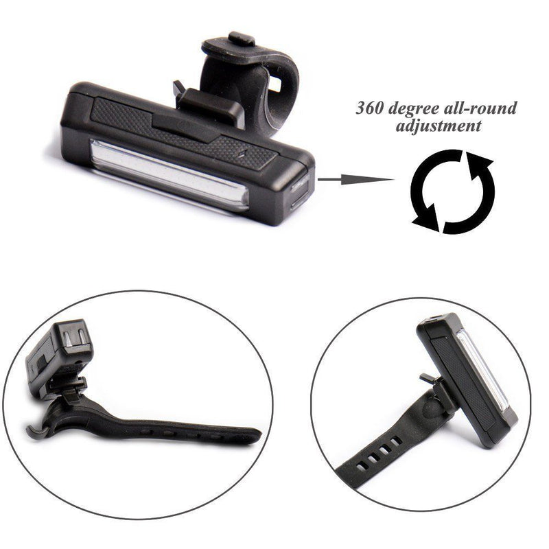 Set Usb Rechargeable Led Bike Front Light & Rear Tail Wide Beam - Automotive Lights
