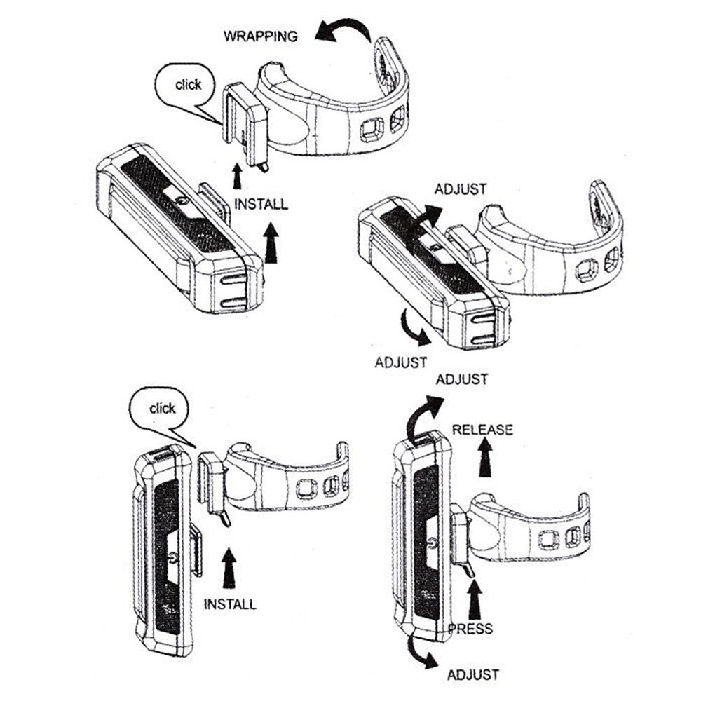 Set Usb Rechargeable Led Bike Front Light & Rear Tail Wide Beam