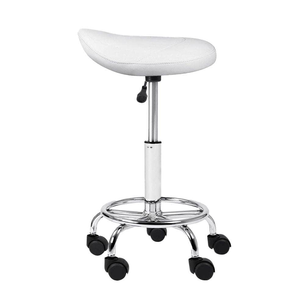 Saddle Salon Stool White Pu Swivel Barber Hair Dress Chair Hydraulic Lift