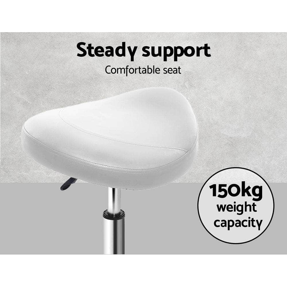 Saddle Salon Stool White Pu Swivel Barber Hair Dress Chair Hydraulic Lift