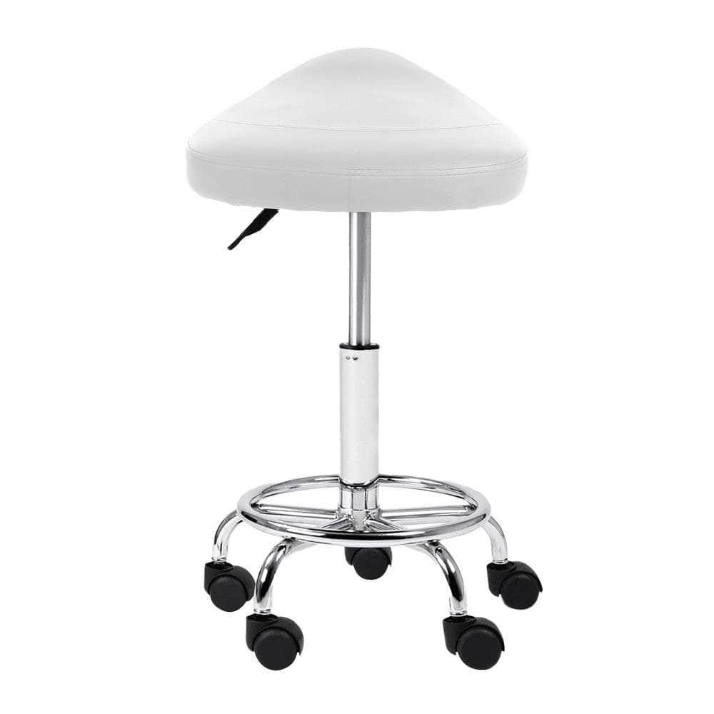 Saddle Salon Stool White Pu Swivel Barber Hair Dress Chair Hydraulic Lift