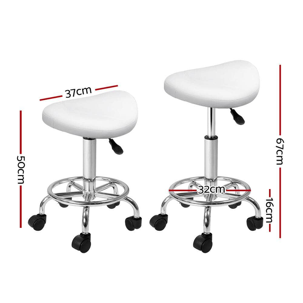 Saddle Salon Stool White Pu Swivel Barber Hair Dress Chair Hydraulic Lift