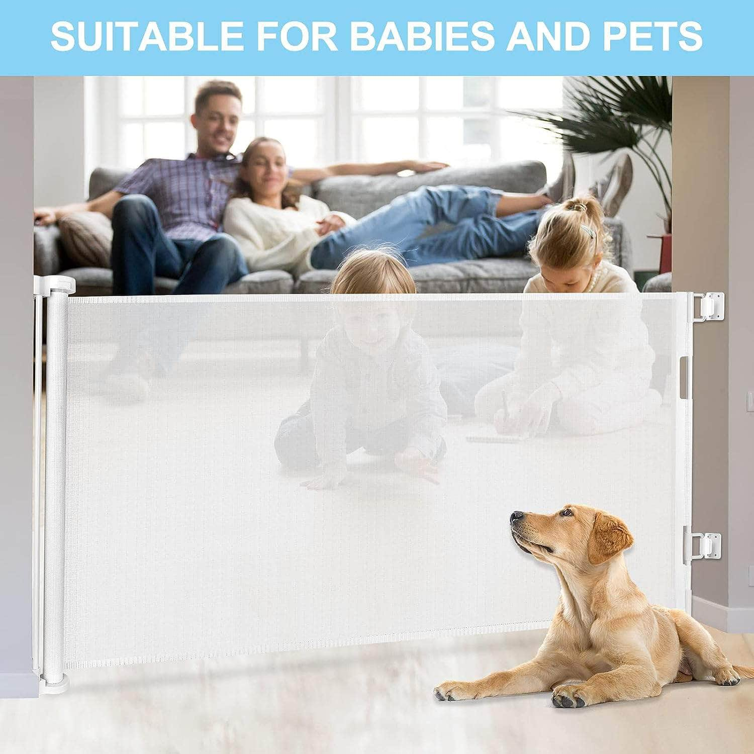 SafeGuard 1.5M Retractable Pet Gate for Indoor-Outdoor Security