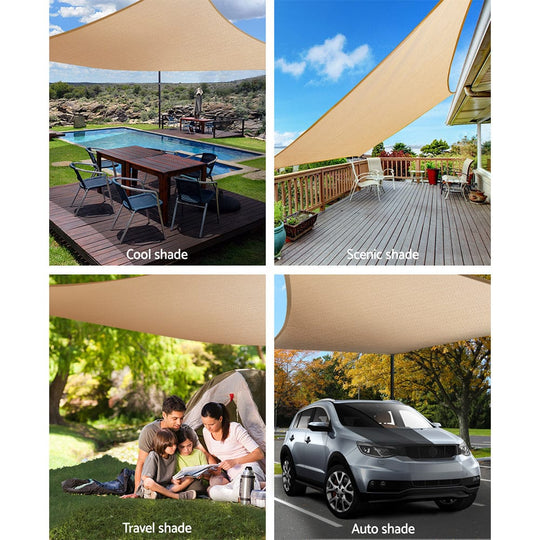 Waterproof Shade Sail 2X4M Rectangle Sand 95% Shade Cloth - Umbrellas & Sunshades