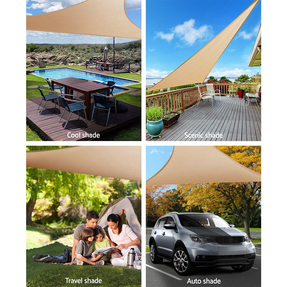 Waterproof Shade Sail 5X5X5M Rectangle Sand 95% Shade Cloth - Umbrellas & Sunshades