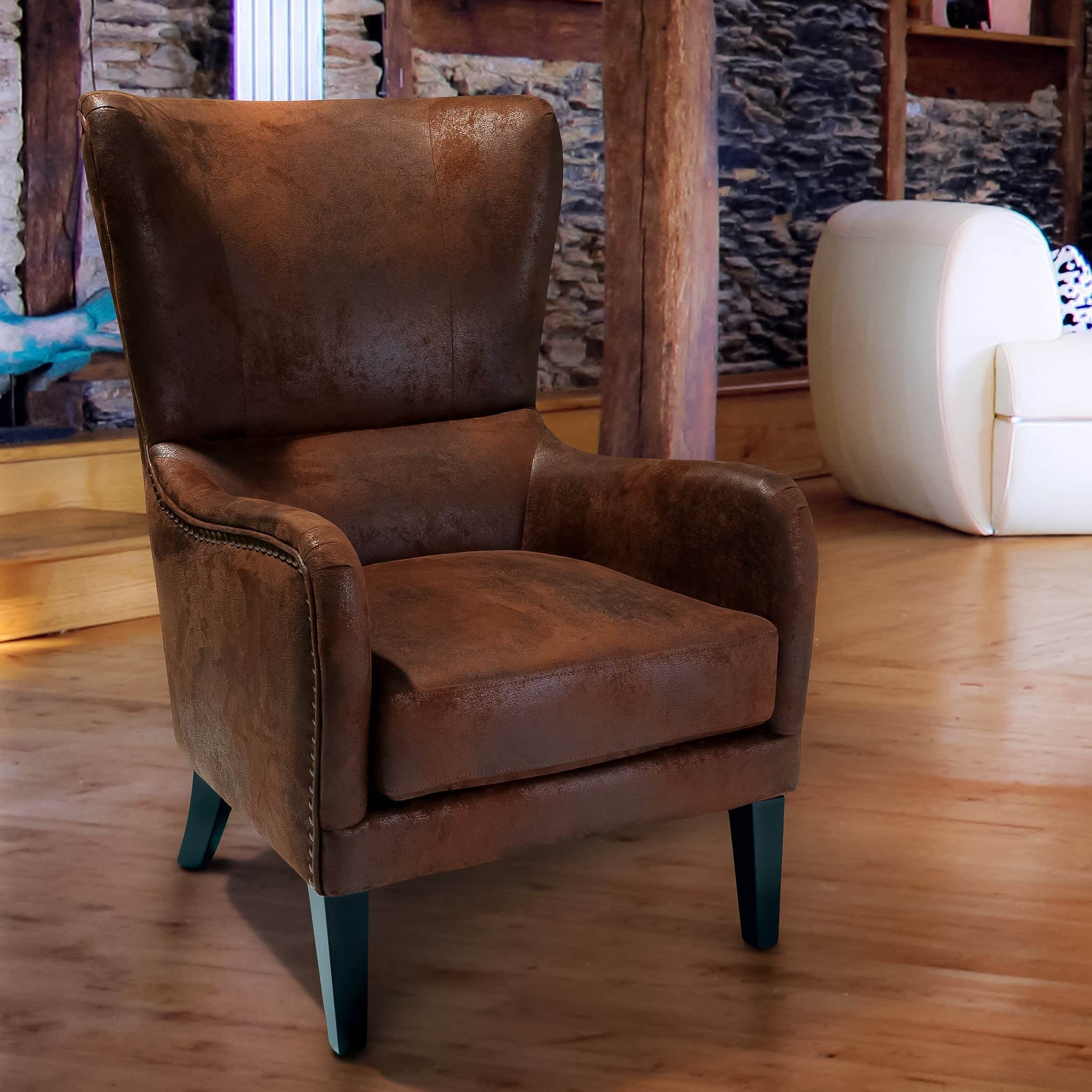 Salerno Brown Microfibre High Back Armchair