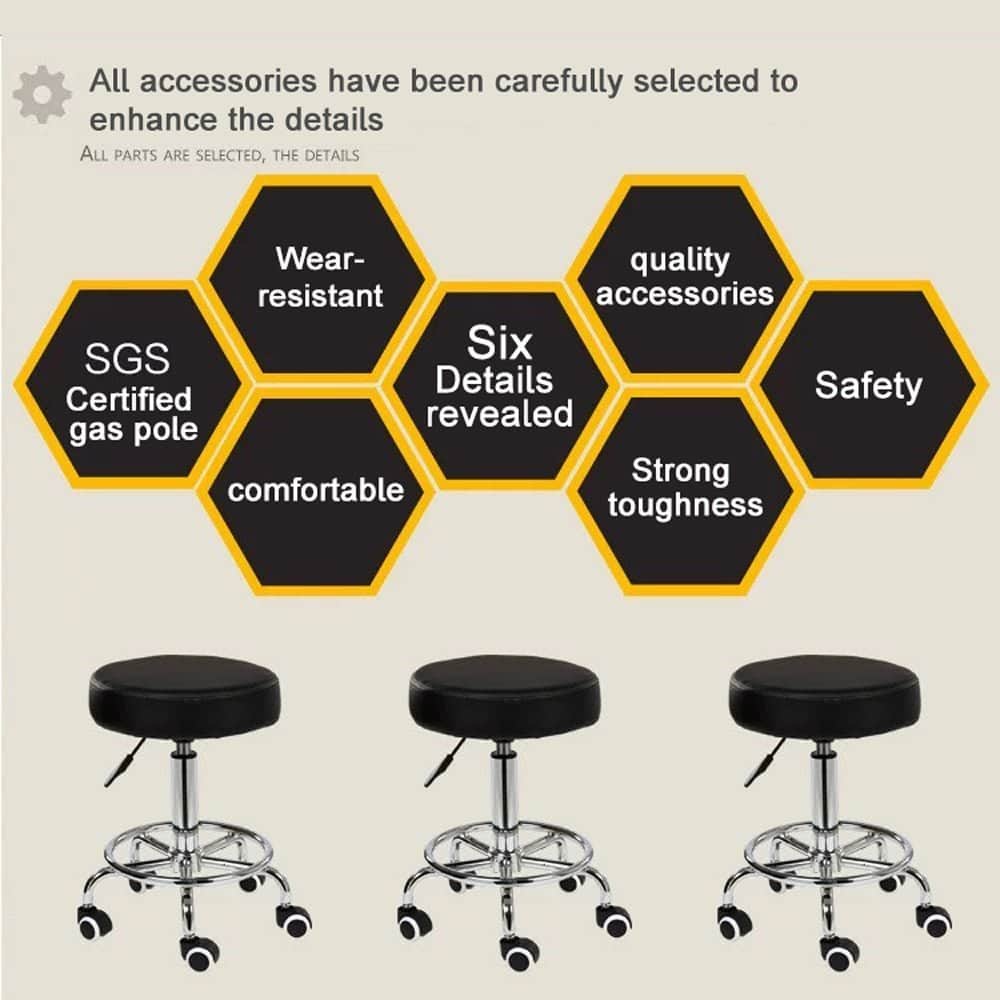 Salon Chair Bar Swivel Stool Office Roller Wheels Portable Leather