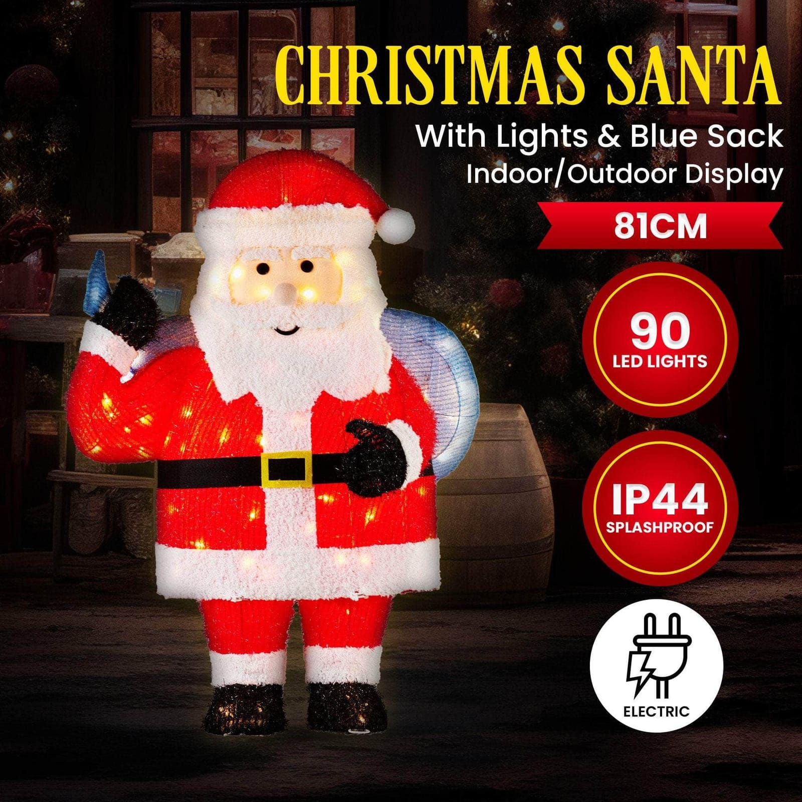 81cm Christmas Santa Display with Lights with 81Cm