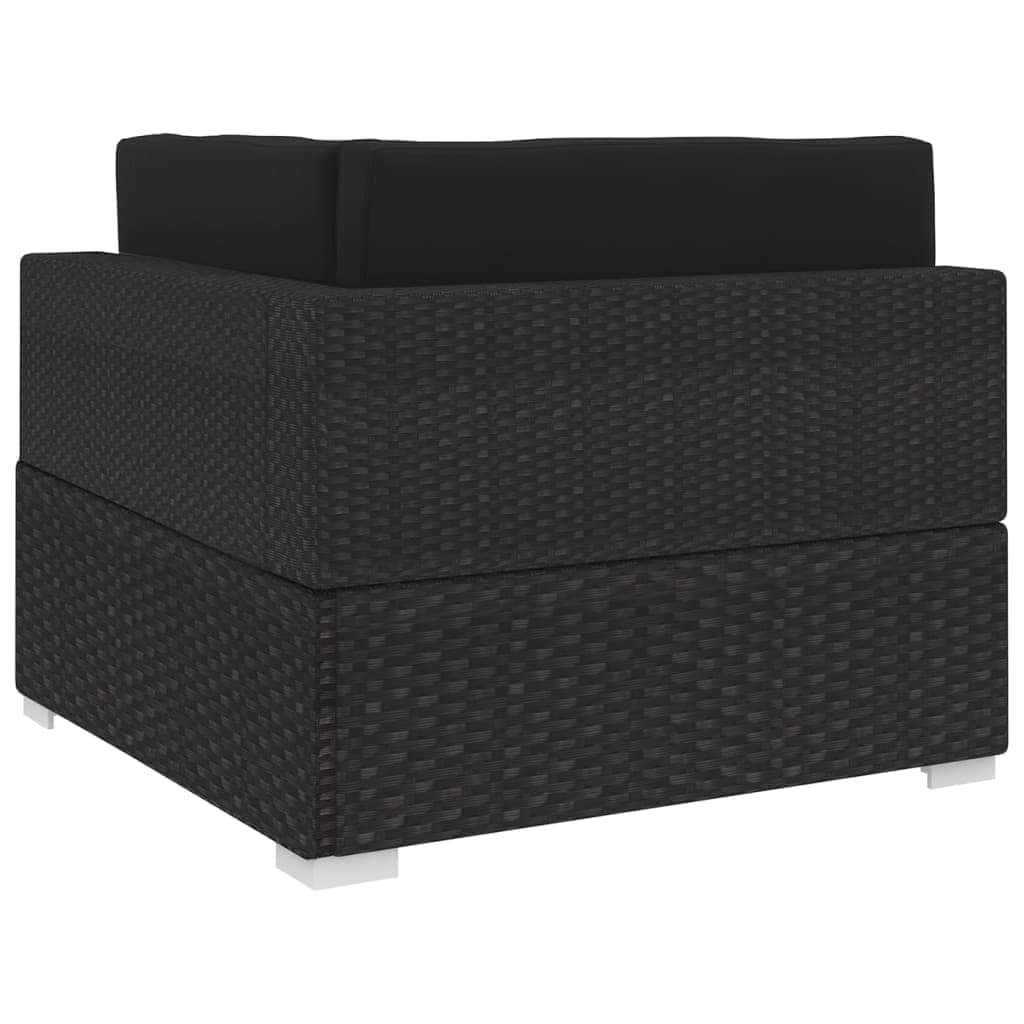 Sectional Corner Chair 1 pc with Cushions Poly Rattan Black