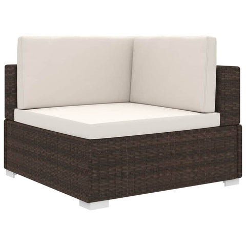 Sectional Corner Chair 1 pc with Cushions Poly Rattan Brown