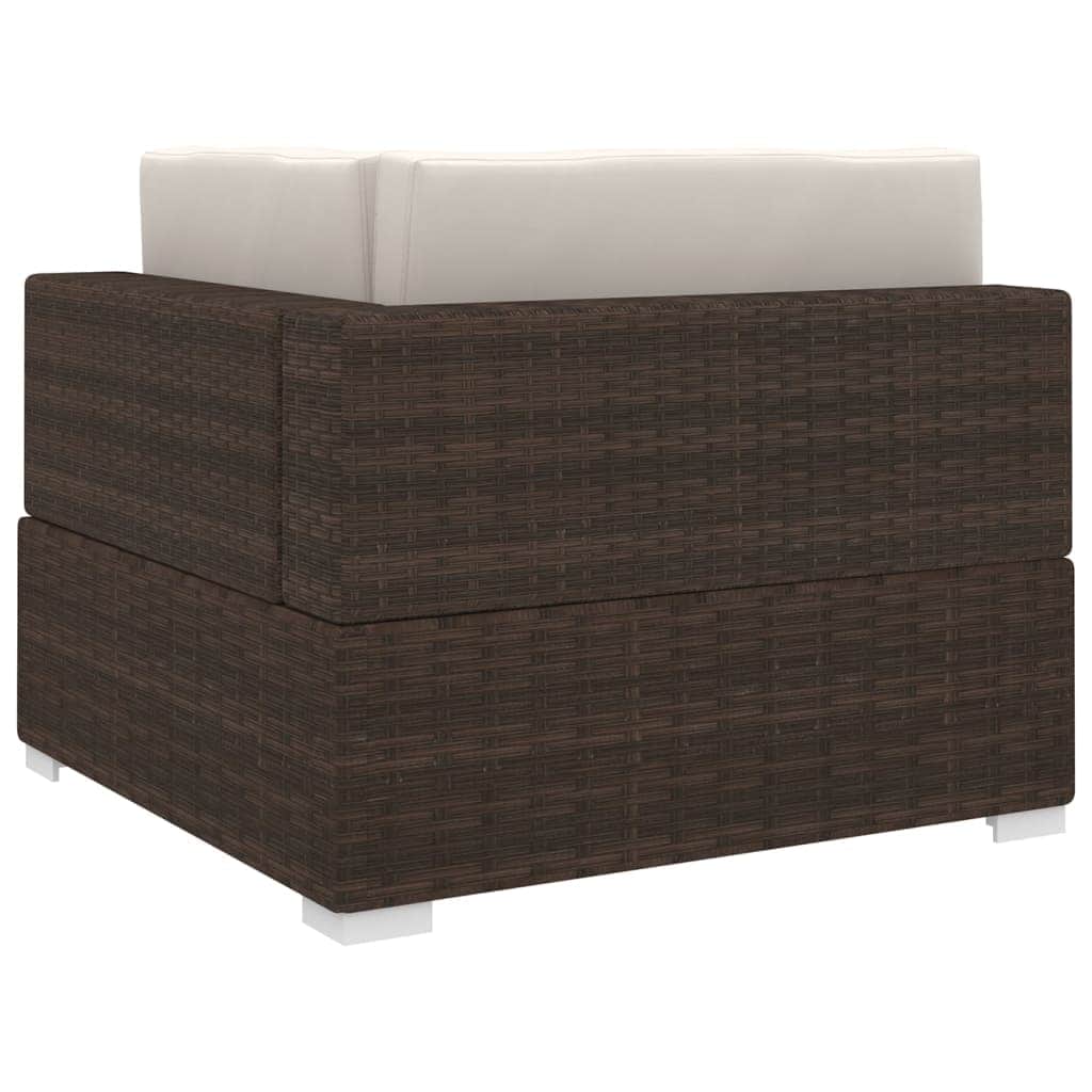 Sectional Corner Chair 1 pc with Cushions Poly Rattan Brown