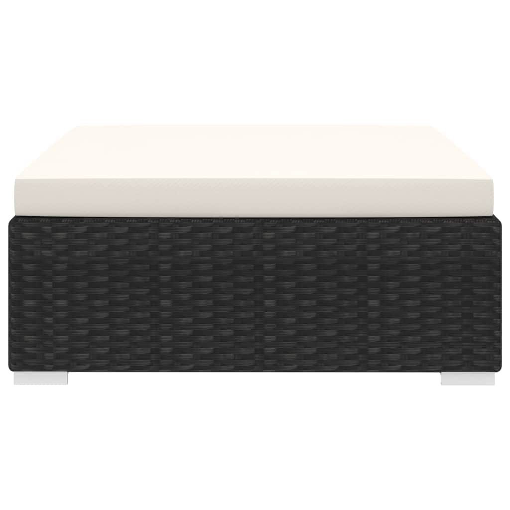 Sectional Footrest 1 pc with Cushion Poly Rattan Black