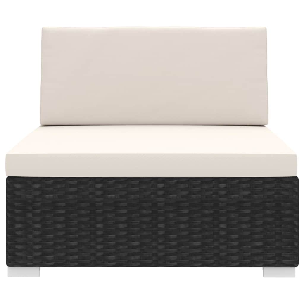 Sectional Middle Seat 1 pc with Cushions Poly Rattan Black