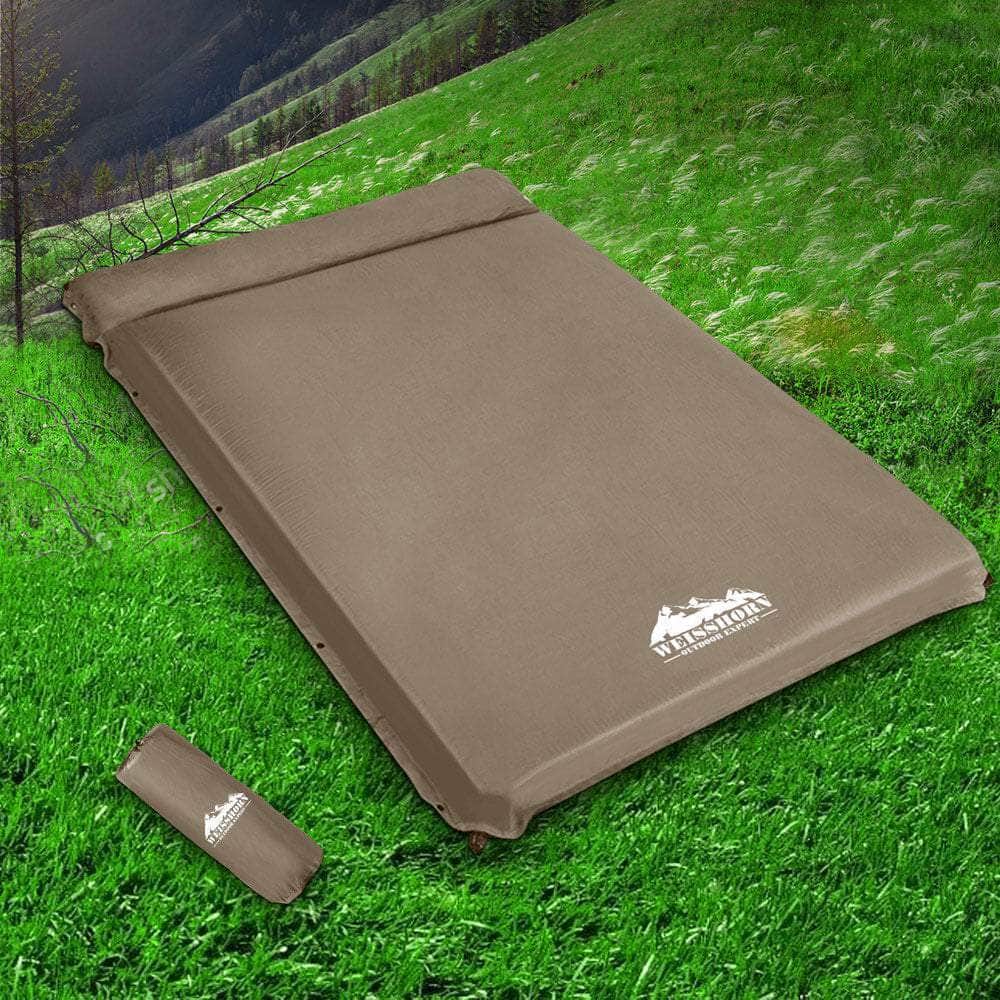 Self Inflating Mattress 10Cm Camping Mat Air Double Coffee