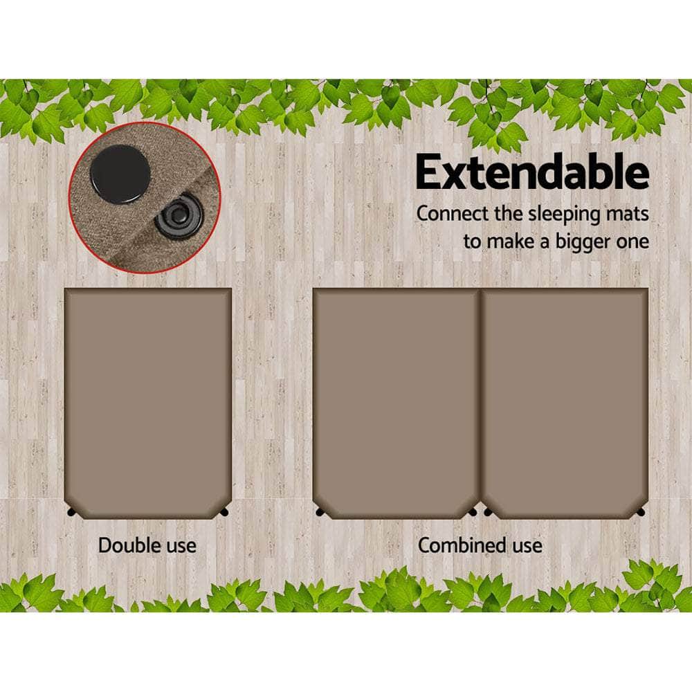 Self Inflating Mattress 10Cm Camping Mat Air Double Coffee