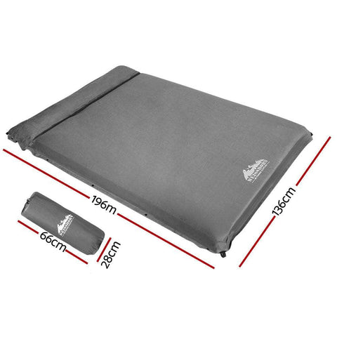 Self Inflating Mattress 10Cm Camping Sleeping Mat Air Double Grey