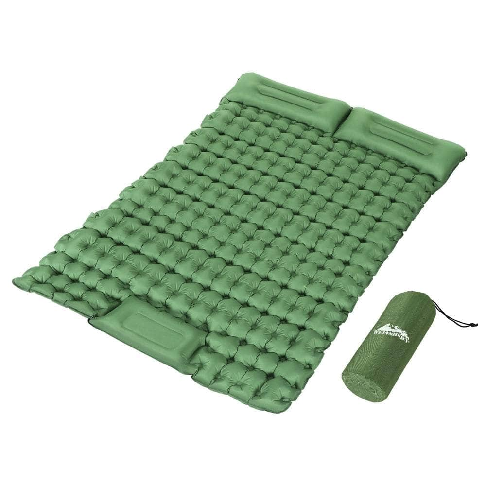 Self Inflating Mattress Camping Sleeping Mat Air Bed Pad Double Pillow