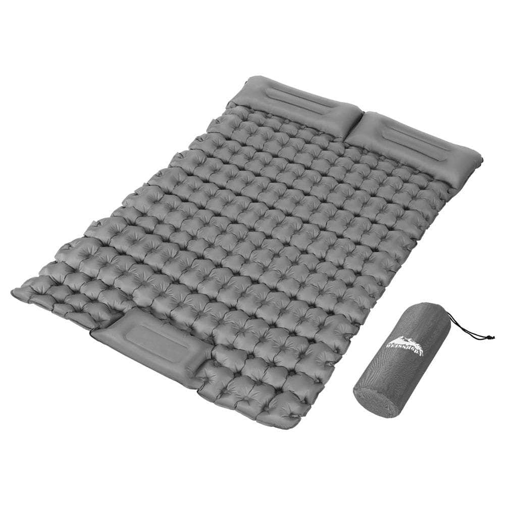 Self Inflating Mattress Camping Sleeping Mat Air Bed Pad Double Pillow