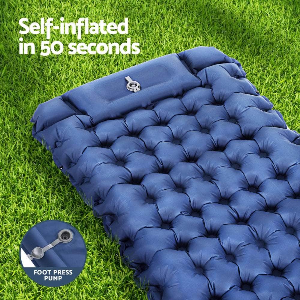 Self Inflating Mattress Camping Sleeping Mat Air Bed Single Pillow Bag