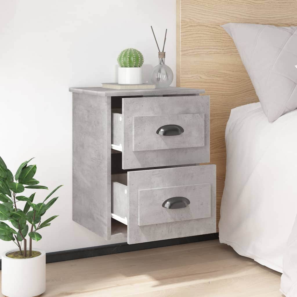 Serene Haven: Set of 2 Wall-mounted White Bedside Cabinets