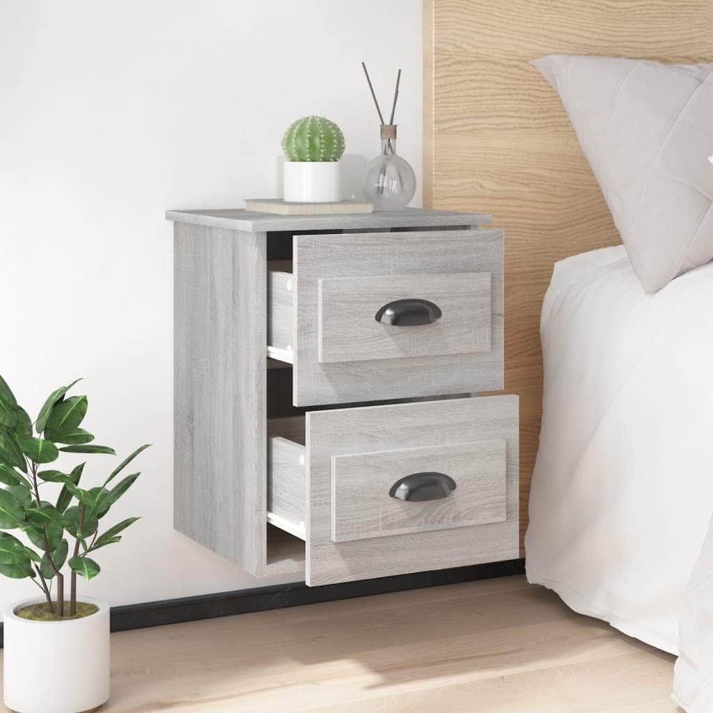 Serene Haven: Set of 2 Wall-mounted White Bedside Cabinets