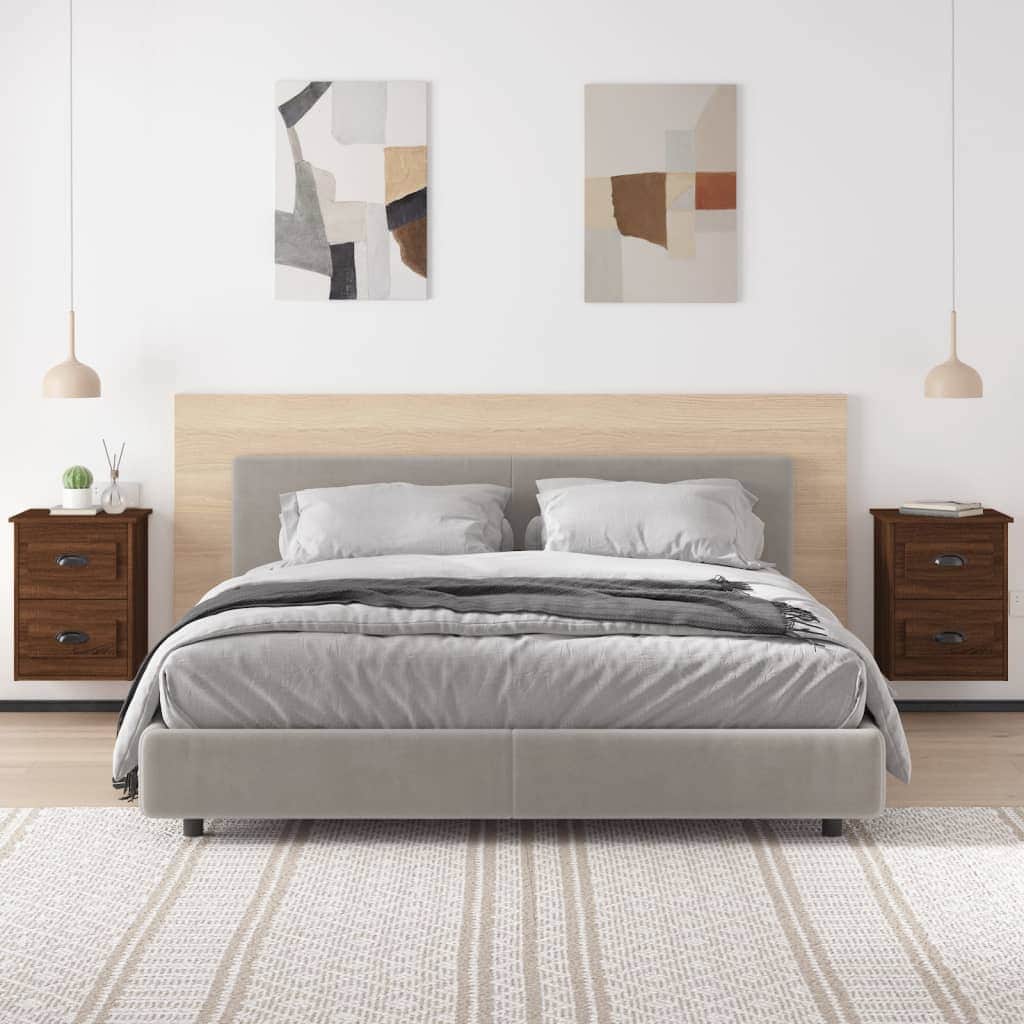 Serene Haven: Set of 2 Wall-mounted White Bedside Cabinets