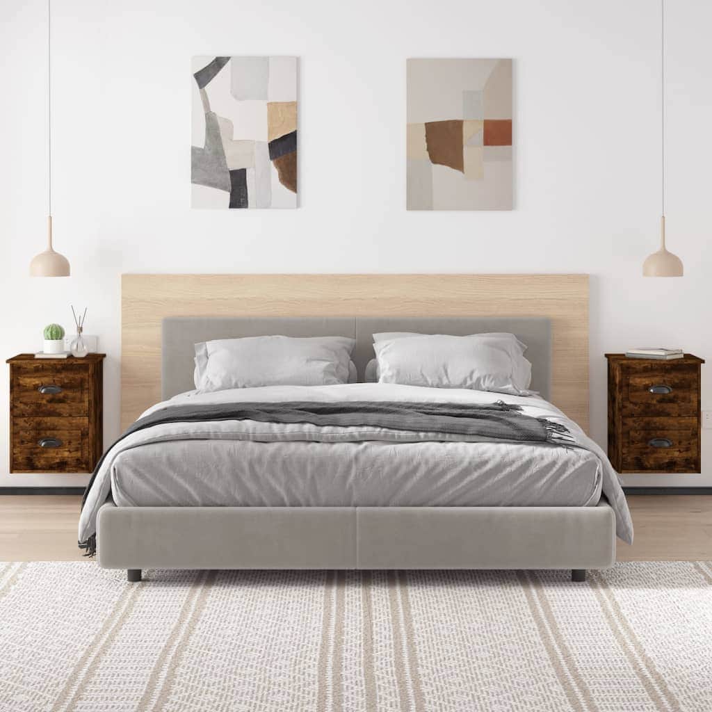 Serene Haven: Set of 2 Wall-mounted White Bedside Cabinets