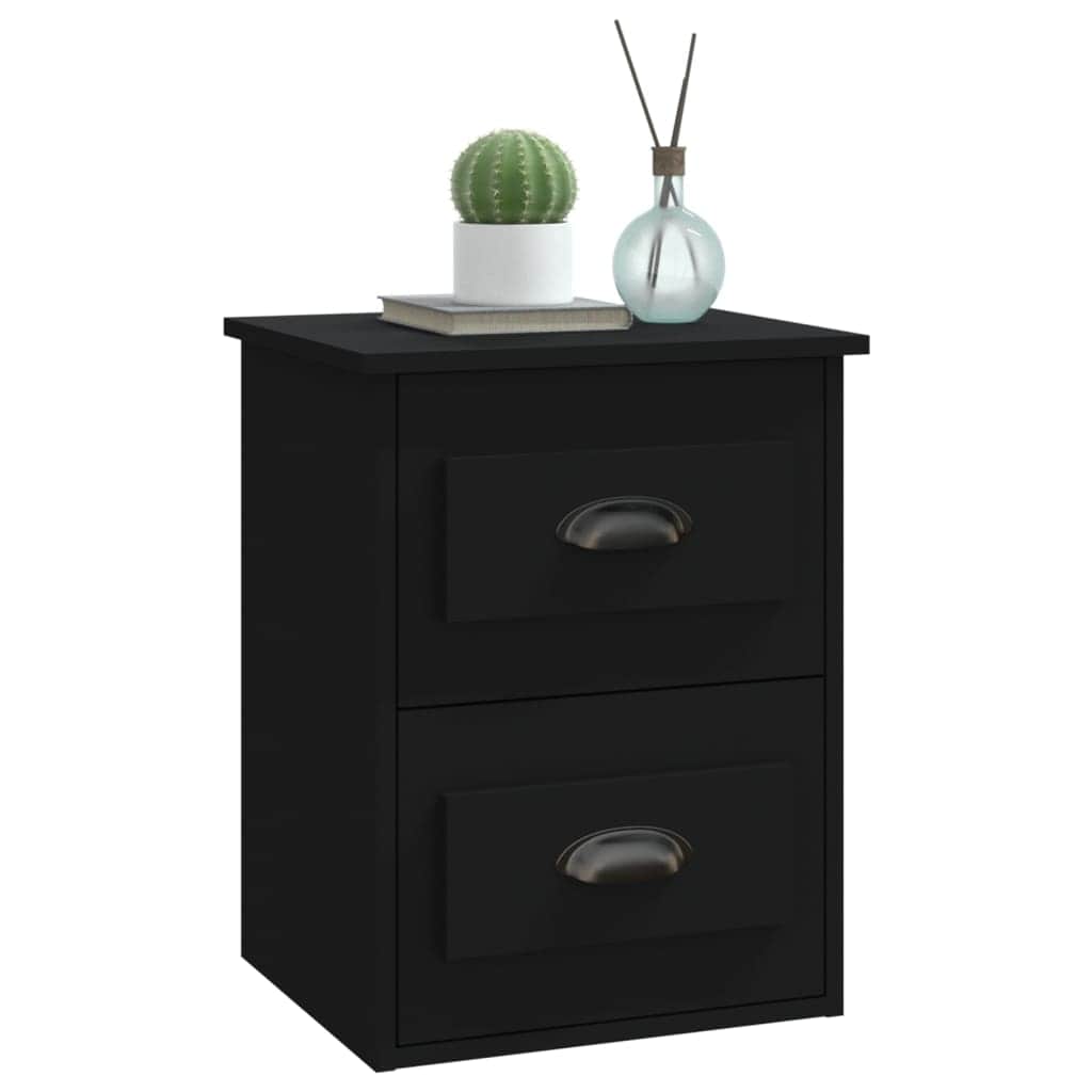 Serene Haven: Set of 2 Wall-mounted White Bedside Cabinets