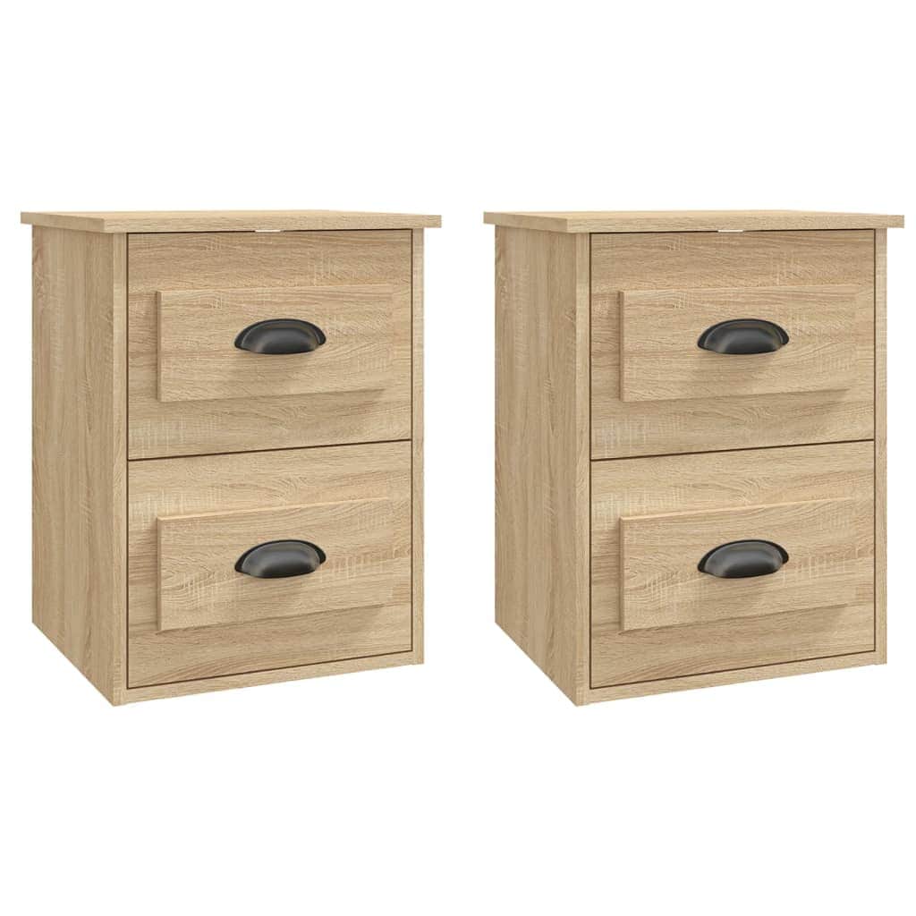 Serene Haven: Set of 2 Wall-mounted White Bedside Cabinets